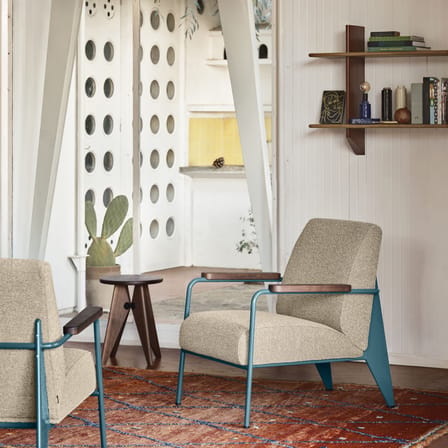 Étagère Rayonnage Mural métal bois rouge / Jean prouvé, 1936 - L 118 x H 70 cm - Vitra