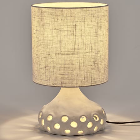 Lampe de table Oya 01 tissu céramique beige / Grès & tissu - Ø 25 x H 42 cm - Serax