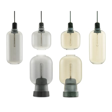 Sospensione Amp Small vetro pietra giallo marrone oro / Ø 14 x H 17 cm - Normann Copenhagen