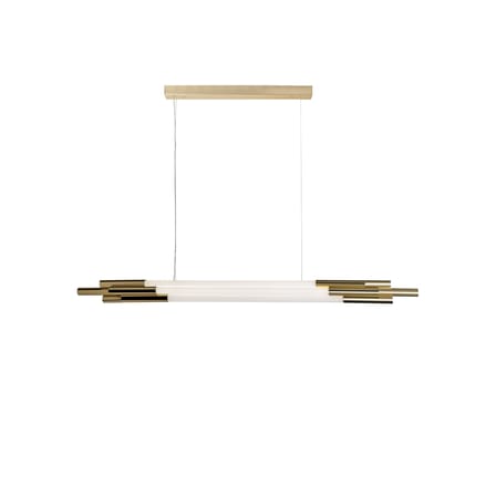 Suspension ORG Horizontal Small verre blanc / LED - L 130 cm - DCW éditions