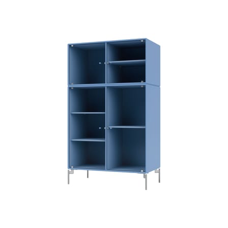 Vaisselier Ripple III bois bleu / Vitrine - L 69,6 x P 38 x H 105 cm / Verre ondulé - MONTANA