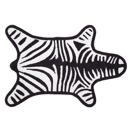 Badteppich Zebra textil weiß schwarz / Wendeteppich - 112 x 79 cm - Jonathan Adler