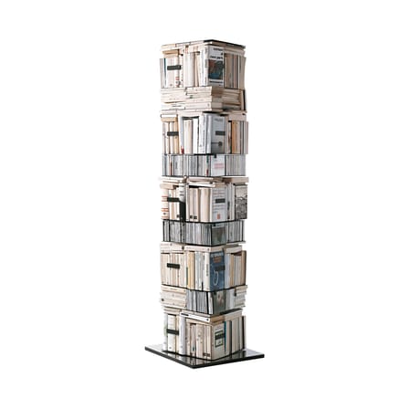 Bibliothèque rotative Ptolomeo métal noir H 197 cm / 4 faces - Livres horizontal & vertical - Opinion Ciatti