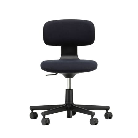 Fauteuil à roulettes Rookie tissu noir / H 39 à 51 cm - Vitra