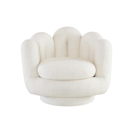Fauteuil pivotant Serpentine blanc / Tissu bouclette - Jonathan Adler