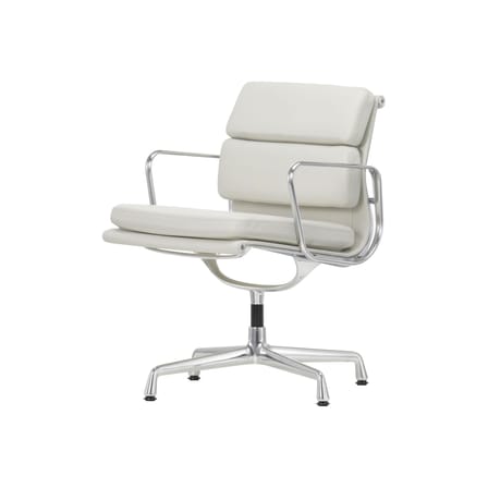 Fauteuil pivotant Soft Pad EA 208 cuir blanc / Eames, 1969 - Vitra