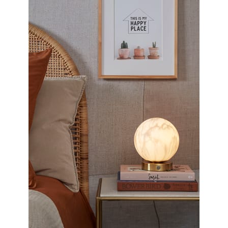 Lampe de table Carrara verre blanc or / Ø 16 cm - Verre effet marbre - It's about Romi