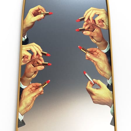 Miroir Toiletpaper métal verre multicolore or miroir / Lipsticks - 62 x 140 cm - Seletti