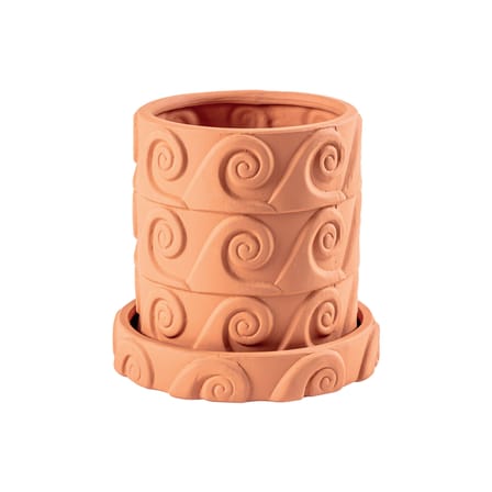 Pot de fleurs Magna Graecia - Onda céramique orange / Avec soucoupe - Ø 24 x H 23 cm - Terre cuite - Seletti