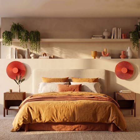 Applique Carmen tissu terracotta LED / Ø 50 cm - Double branchement : mural ou prise - Hartô