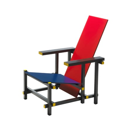 Red and Blue Armchair wood blue red / Gerrit Thomas Rietveld, 1918 - CASSINA