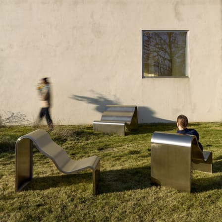Banc avec dossier Dream View Bench métal argent / L 100 cm - Muuto