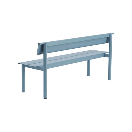 Banc avec dossier Linear métal bleu / L 170 cm - Muuto
