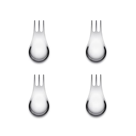 Forchetta Moscardino metallo / Cucchiaio per aperitivo - Set di 4 - Alessi