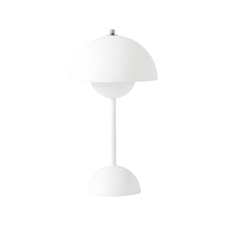 Lampe sans fil rechargeable Flowerpot VP9 plastique blanc / Ø 16 x H 29 cm - Verner Panton, 1968 - &tradition
