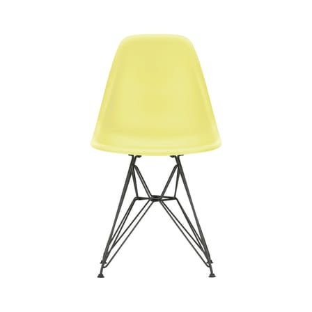 Sedia RE DSR - Eames Plastic Side Chair materiale plastico giallo / (1950) - Nero / Riciclato - Vitra