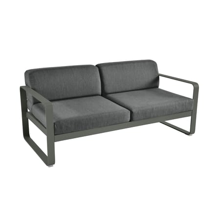 Gartensofa 2-Sitzer Bellevie metall textil grau 2 -Sitzer / L 160 cm - Bezug graphit - Fermob