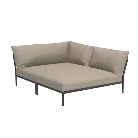 Canapé de jardin modulable Level 2 Cozy tissu beige / Dossier extra moelleux & assise profonde - Angle droite - L 173,5 x P 139 cm - Houe