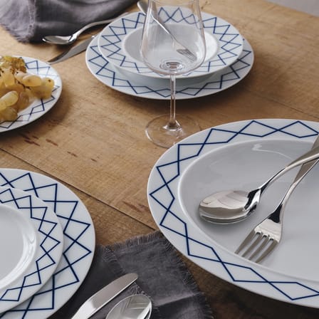Plat de service La Bella Tavola céramique bleu / 38 x 30 cm - Ettore Sottsass - Alessi