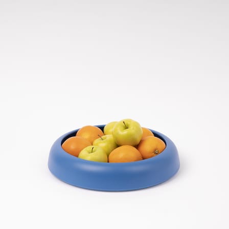 Coupe Omar 02 céramique bleu / Plat - Large / Ø 30,8 x H 6,3 cm - Fait main - raawii
