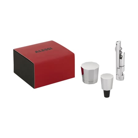 Sommelier-Set Eugenia metall / Korkenzieher + 2 Verschlüsse für Wein und Champagner - Alessi