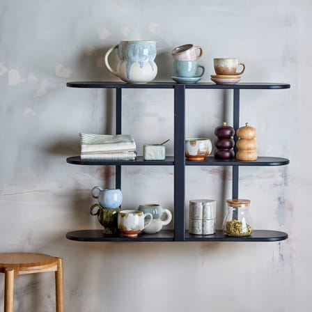 Etagère murale Vicente bois noir / L 80 x H 55,5 cm - A suspendre ou poser - Bloomingville