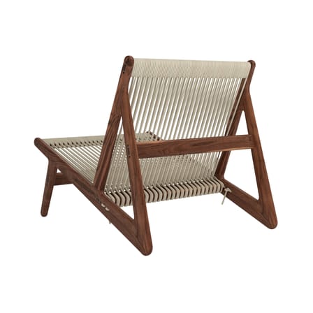 Fauteuil lounge MR01 Initial tissu beige bois naturel / Noyer & corde - Gubi