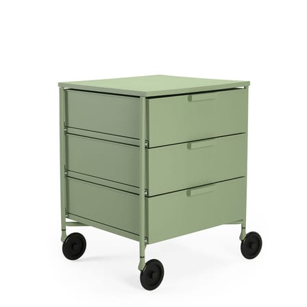 Mobil Mobile container plastic material green / 3 drawers - Matt version - Kartell
