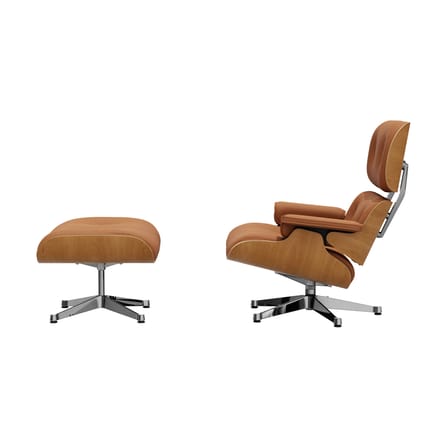 Set fauteuil & repose-pieds Lounge Chair & Ottoman cuir marron / Eames (1956) - Vitra