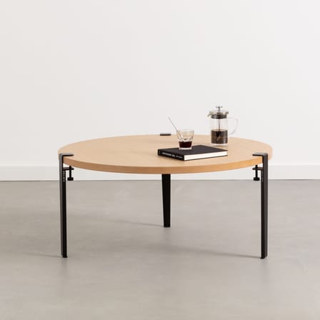 Table basse Brooklyn bois naturel / Ø 90 x H 43 cm - Chêne massif - TIPTOE