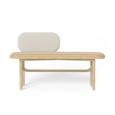 Banc rembourré Eustache tissu bois beige / L 120 cm - Velours - Hartô