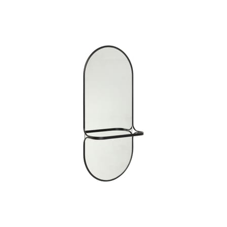 Miroir mural Carry métal noir / Porte-serviettes intégré - H 102 cm - HÜBSCH
