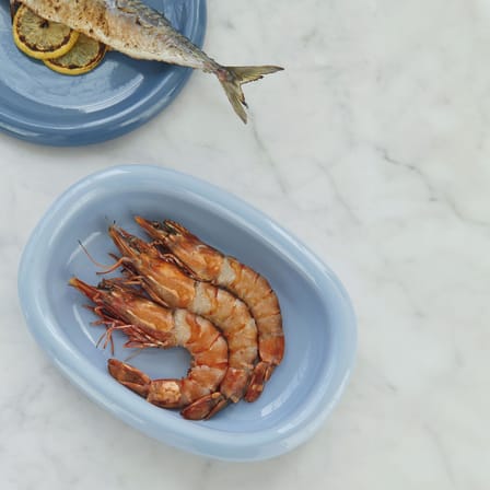 Plat de service Barro Small céramique bleu / 27,5 x 20 cm - Hay