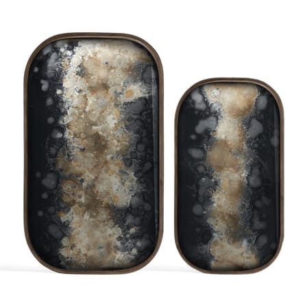 Plateau Organic verre noir / 53 x 31 cm - Peint main - Ethnicraft