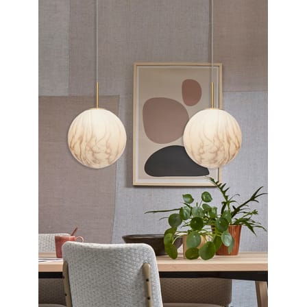 Suspension Carrara verre blanc or / Ø 28 cm - Verre effet marbre / Seconde vie - It's about Romi