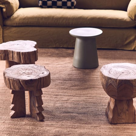 Tabouret Arched bois naturel / Ø 42 x H 43 cm - HK LIVING