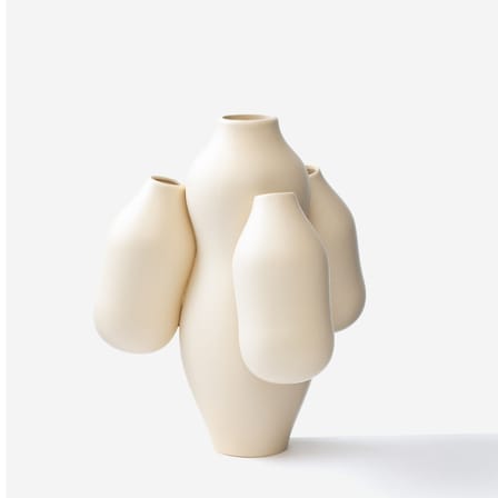 Vase Allpa Mini céramique blanc beige / Ø 25 x H 28 cm - fait main / Jean-Baptiste Fastrez, 2020 - Moustache