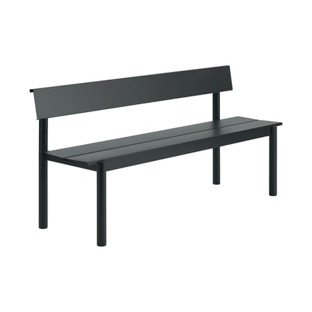 Linear Bench with backrest metal black / L 170 cm - Muuto
