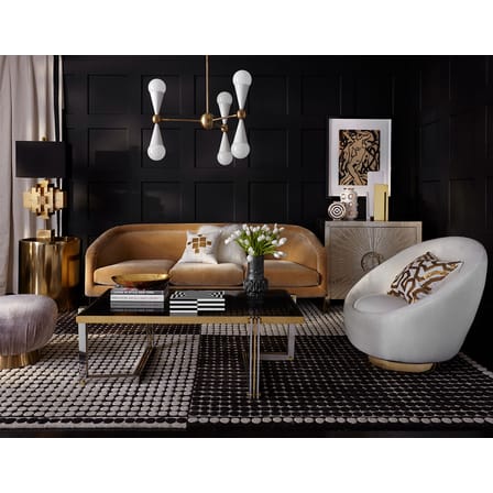 Boîte Op Art Large bois blanc noir / Laque - 30 x 20 cm - Jonathan Adler