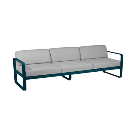Canapé de jardin 3 places Bellevie métal tissu bleu gris / L 235 cm - Tissu gris flanelle - Fermob