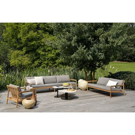 Canapé de jardin 2 places Jack Outdoor tissu bois marron beige / L 180 cm - Teck - Ethnicraft