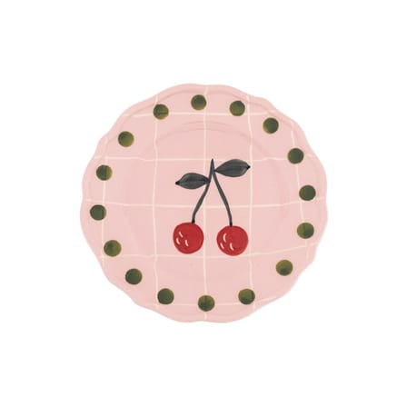 Quadri Dessert plate ceramic pink  - Ø 22.5 cm / Hand-painted - Bitossi Home