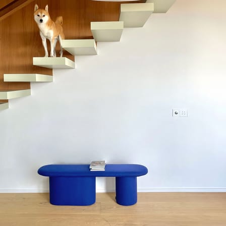 Banc rembourré Rull tissu bleu / 130 cm - NOO.MA