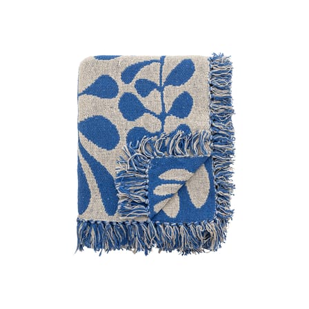 Plaid Nevine tissu bleu / 160 x 130 cm - Coton recyclé - Bloomingville