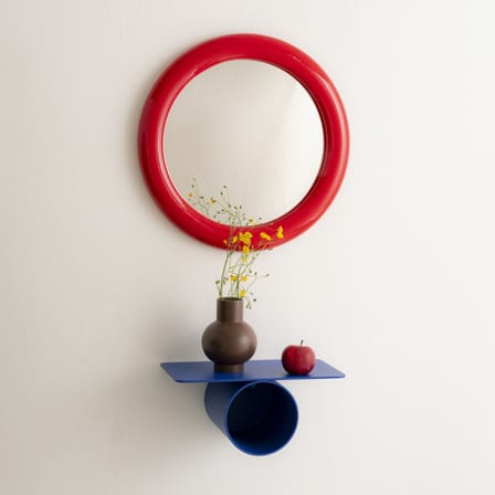 Specchio murale Duplum ceramica rosso / Ø 48,3 cm - raawii
