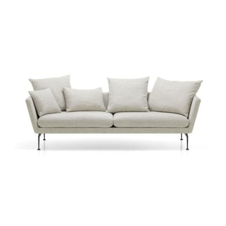 Canapé droit Suita tissu beige / Coussins pointus - 3 places / L 233 cm / Seconde vie - Vitra