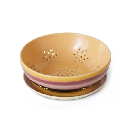Bol à baies 70s ceramics / Passoire à fruits - Avec assiette / Ø 17,3 cm - HK LIVING