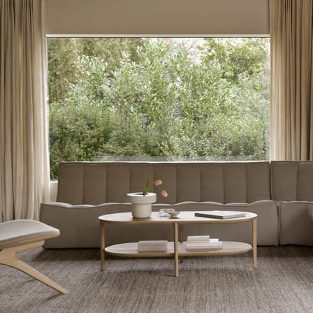 Canapé droit N701 tissu beige / 3 places - L 210 cm / Coton recyclé - Ethnicraft