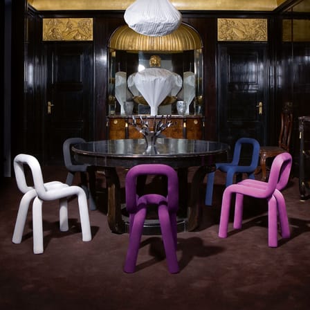 Chaise rembourrée Bold tissu rouge marron - Moustache