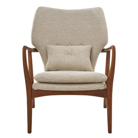 Fauteuil rembourré Peggy tissu blanc beige bois naturel - POLSPOTTEN